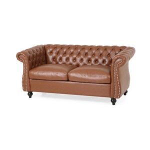 Indian Leather Buttoned 2-Seater sofa