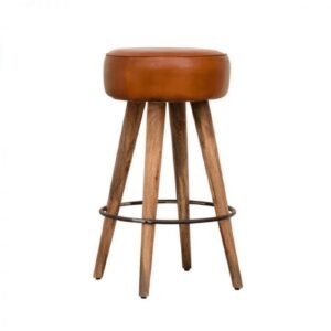 Indian Leather Round Bar Stool