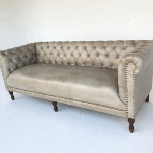 3-Seater Buttoned Leather Sofa