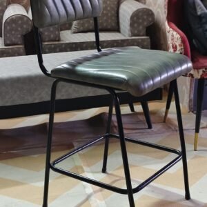 India Greem Leather Iron Bar Stool