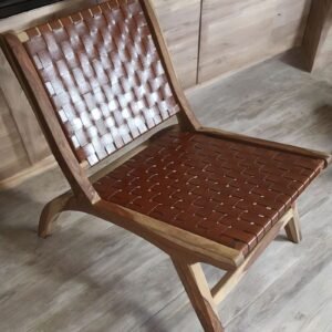 Indian Woven Leather Backrest Chair