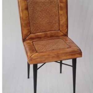 Indian Leather Cane Iron Chair