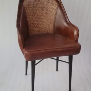Indian Leather Cane Iron Chair